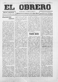 El Obrero: Periódico Independiente, Defensor de los Intereses de la Clase Obrera. Núm. 4, 8 de julio de 1905