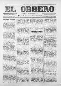 El Obrero: Periódico Independiente, Defensor de los Intereses de la Clase Obrera. Núm. 6, 22 de julio de 1905