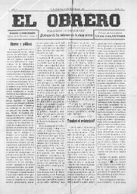 El Obrero: Periódico Independiente, Defensor de los Intereses de la Clase Obrera. Núm. 10, 19 de agosto de 1905