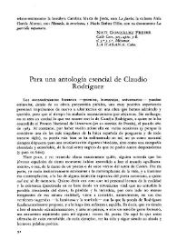 Para una antología esencial de Claudio Rodríguez
