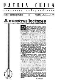 Patria Chica : Semanario Independiente. Núm. extraordinario, 5 de septiembre de 1929