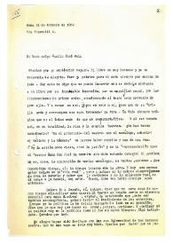 Carta de María Zambrano a Camilo José Cela. Roma, 14 de febrero de 1964
