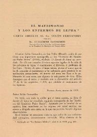 El matrimonio y los enfermos de lepra : carta abierta al Sr. Solón Fernandes