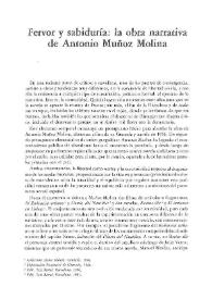 Fervor y sabiduría: la obra narrativa de Antonio Muñoz Molina