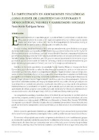 La participación en asociaciones folclóricas como fuente de competencias culturales y democráticas, valores y habilidades sociales