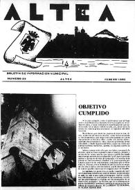 Altea : Boletín Mensual del Excmo. Ayuntamiento de Altea . Núm. 33, febrero 1982