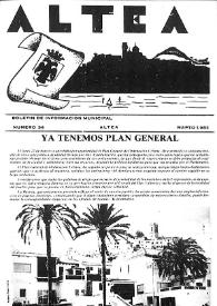 Altea : Boletín Mensual del Excmo. Ayuntamiento de Altea . Núm. 34, marzo 1982