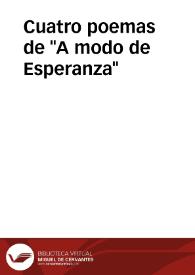 Cuatro poemas de 'A modo de Esperanza'