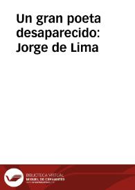 Un gran poeta desaparecido: Jorge de Lima