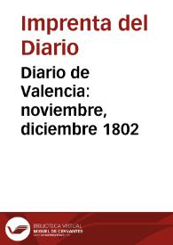 Diario de Valencia: noviembre, diciembre 1802
