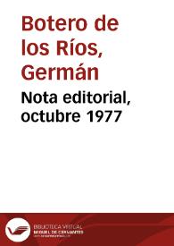 Nota editorial, octubre 1977
