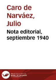 Nota editorial, septiembre 1940