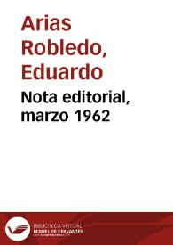 Nota editorial, marzo 1962
