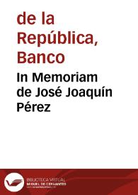 In Memoriam de José Joaquín Pérez
