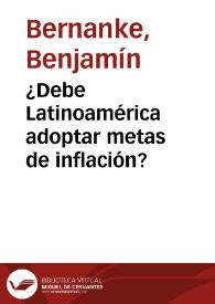 ¿Debe Latinoamérica adoptar metas de inflación?