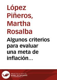 Algunos criterios para evaluar una meta de inflación de largo plazo