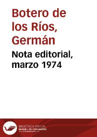 Nota editorial, marzo 1974
