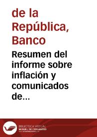 Resumen del informe sobre inflación y comunicados de prensa, enero 2006