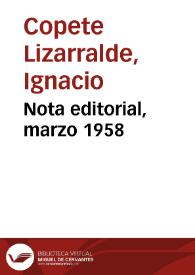 Nota editorial, marzo 1958