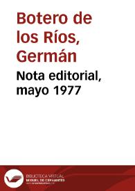 Nota editorial, mayo 1977