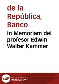 In Memoriam del profesor Edwin Walter Kemmer