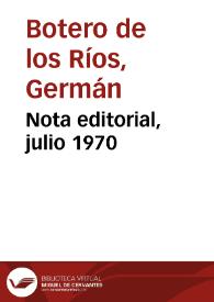 Nota editorial, julio 1970