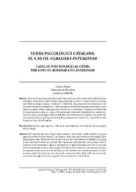 Verbs psicològics catalans: el cas d' 'agradar' i 'interesssar'