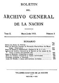 Boletín del Archivo General de la Nación (México). Tomo II, núm. 3, mayo-junio 1931