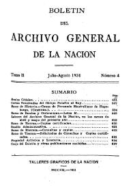 Boletín del Archivo General de la Nación (México). Tomo II, núm. 4, julio-agosto 1931