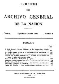 Boletín del Archivo General de la Nación (México). Tomo II, núm. 5, septiembre-octubre 1931