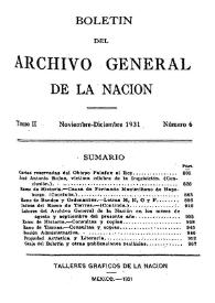 Boletín del Archivo General de la Nación (México). Tomo II, núm. 6, noviembre-diciembre 1931