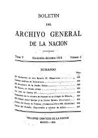 Boletín del Archivo General de la Nación (México). Tomo V, núm. 6, noviembre-diciembre 1934