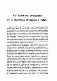 Un documento pedagógico de D. Marcelino Menéndez y Pelayo