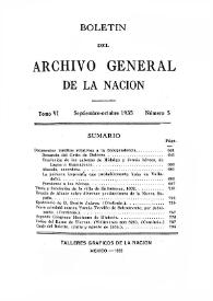 Boletín del Archivo General de la Nación (México). Tomo VI, núm. 5, septiembre-octubre 1935