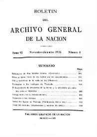 Boletín del Archivo General de la Nación (México). Tomo VI, núm. 6, noviembre-diciembre 1935