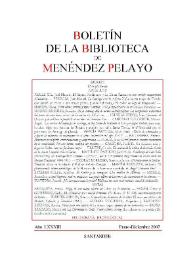 Boletín de la Biblioteca de Menéndez Pelayo. Año LXXXIII, enero-diciembre 2007