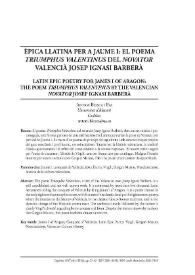 Èpica llatina per a Jaume I: el poema 