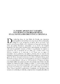 El padre Apolinar y Nazarín: dos modelos de religiosidad en la novela decimonónica española