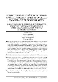 Subjectivació i inferència en l'evolució semàntica i en l'inici de la gramaticalització de 