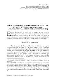 Los manuscritos machadianos de Sevilla y Burgos. (Historia, descripción, localización, análisis y transcripciones)