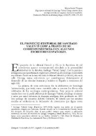 El proyecto editorial de Santiago Valentí Camp a través de su correspondencia con algunos escritores españoles