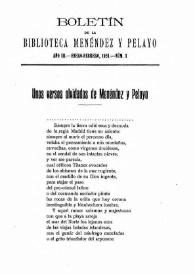 Unos versos olvidados de Menéndez Pelayo