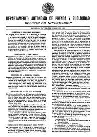 Boletín de Información. Departamento Autónomo de Publicidad y Propaganda [México]. Viernes 9 de julio de 1937