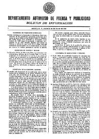 Boletín de Información. Departamento Autónomo de Publicidad y Propaganda [México]. Sábado 10 de julio de 1937