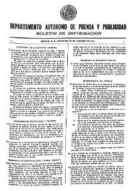 Boletín de Información. Departamento Autónomo de Publicidad y Propaganda [México]. Domingo 22 de agosto de 1937