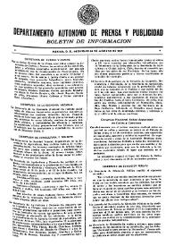 Boletín de Información. Departamento Autónomo de Publicidad y Propaganda [México]. Miércoles 25 de agosto de 1937