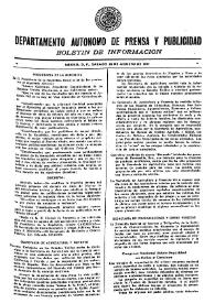 Boletín de Información. Departamento Autónomo de Publicidad y Propaganda [México]. Sábado 28 de agosto de 1937