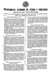 Boletín de Información. Departamento Autónomo de Publicidad y Propaganda [México]. Domingo 29 de agosto de 1937