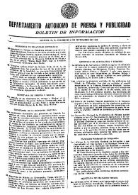 Boletín de Información. Departamento Autónomo de Publicidad y Propaganda [México]. Domingo 5 de septiembre de 1937