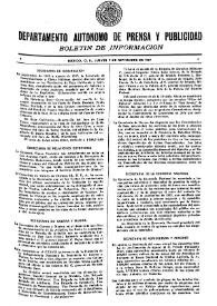 Boletín de Información. Departamento Autónomo de Publicidad y Propaganda [México]. Jueves 9 de septiembre de 1937